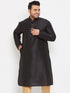 Vastramay Men's Plus Size Black Silk Blend Kurta